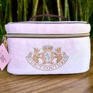 Juicy Couture Vintage Inspired Pink Velour Makeup Bag heritage makeup bag
